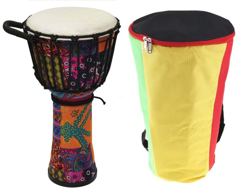 EVER PLAY DJEMBE 10 WZÓR 4 BĘBEN NACIĄG SKÓRA + POKROWIEC ZESTAW