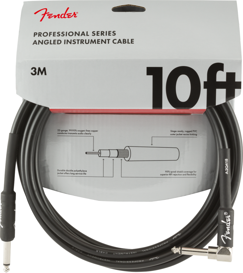 FENDER PRO 10 ANGL INST CABLE BLK 0990820025 KABEL GITAROWY 3m