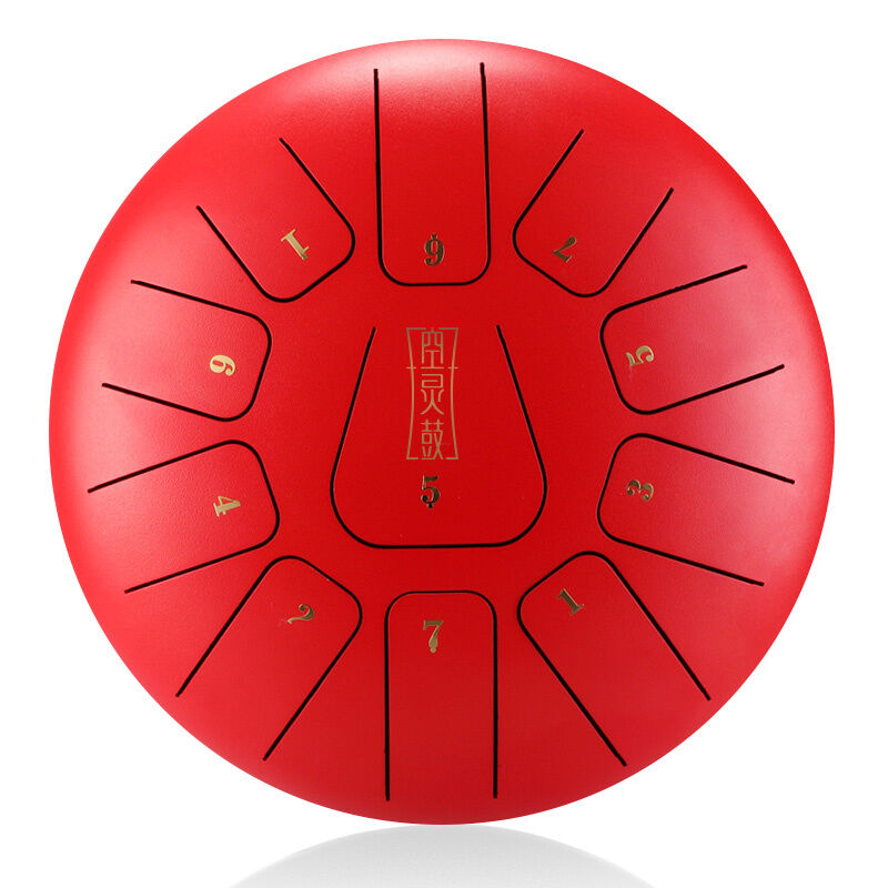 HLURU THF11-12-RED TONGUE DRUM CZERWONY TANK HANDPAN