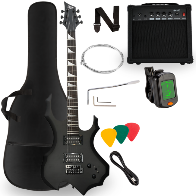 V-TONE EGS 39 MBK HH GITARA ELEKTRYCZNA 4/4 CZARNA ZESTAW + WZMACNIACZ