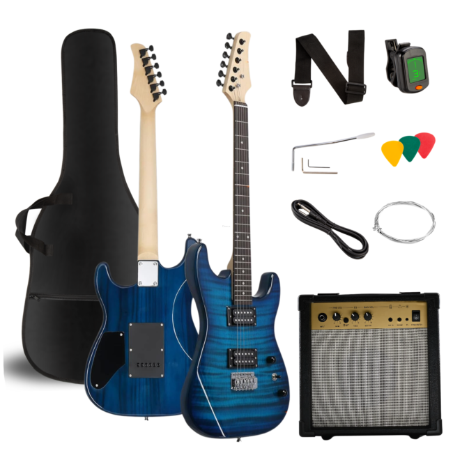 V-TONE EGW 39 BL HH GITARA ELEKTRYCZNA 4/4 STRATOCASTER NIEBIESKA ZESTAW + WZMACNIACZ
