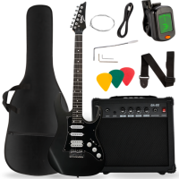 V-TONE EGA 39 MBK HSS GITARA ELEKTRYCZNA 4/4 STRATOCASTER CZARNA ZESTAW + WZMACNIACZ